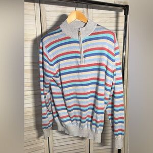 Peter Millar Crown Soft Striped Quarter-Zip Sweater - Pima Cotton Silk Cashmere